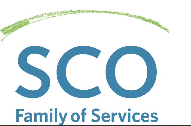 Logo for SCO Family of Services: teal 'SCO' letters with 'Family of Services' text beneath and a green curved brush stroke above