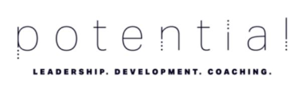 Logo for Potential! with a thin, spaced 'potential!' and the subtitle 'Leadership. Development. Coaching.' beneath.